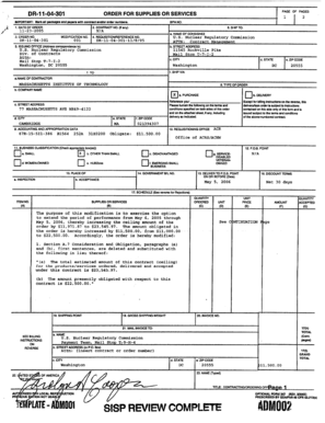 US Government Order for Supplies or Services
