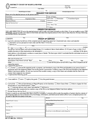 Maryland Court Request for Service