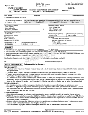 Michigan Request and Writ for Garnishment