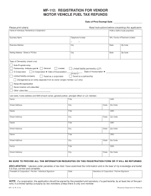 Wisconsin Vendor Motor Vehicle Fuel Tax Refund Registration