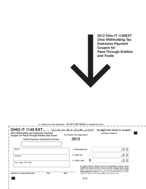 Ohio IT 1140EXT Withholding Tax Extension Payment