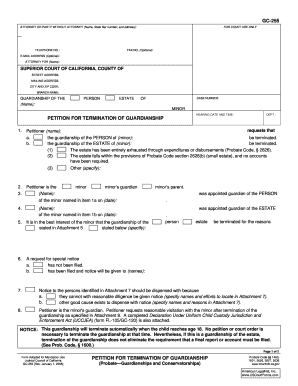 California Petition for Termination of Guardianship