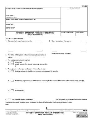 Notice of Opposition to Claim of Exemption