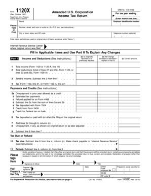 Form 1120X Amended U.S. Corporation Income Tax Return