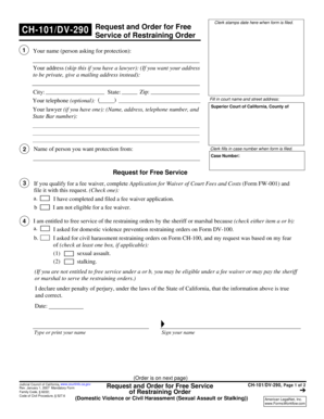 California Restraining Order Request Form