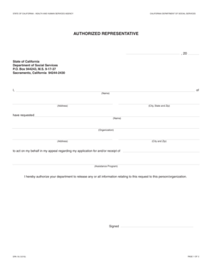 California Authorized Representative Form