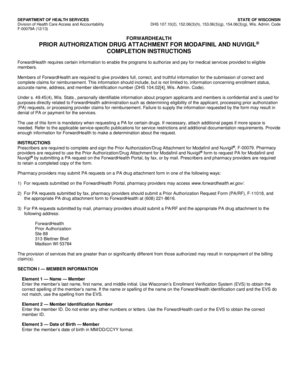Wisconsin Prior Authorization Drug Attachment for Modafinil and Nuvigil