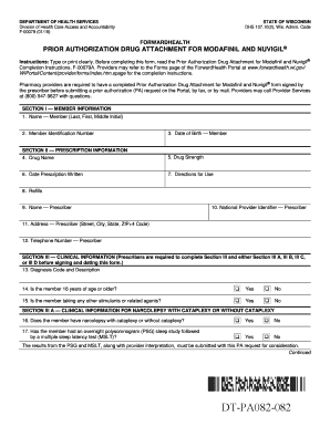 Prior Authorization Drug Attachment for Modafinil and Nuvigil