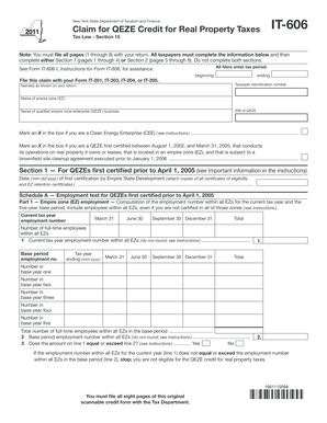 New York QEZE Credit for Real Property Taxes Form IT-606