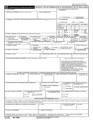 VA Request for Determination of Reasonable Value