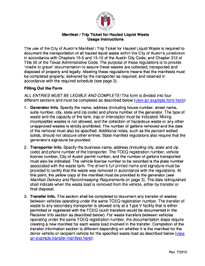 Manifest Trip Ticket for Hauled Liquid Waste - austintexas