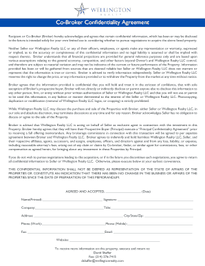 Confidentiality Agreement for Real Estate Brokers