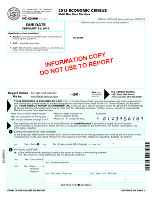 US Census Bureau Child Day Care Services Form