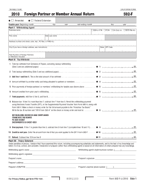 California Form 592-F Foreign Partner Annual Return