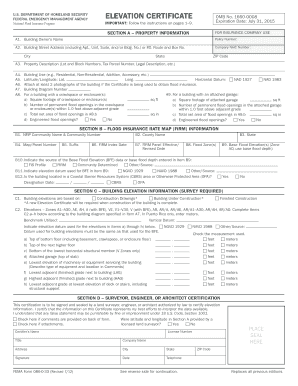 National Flood Insurance Program Elevation Certificate