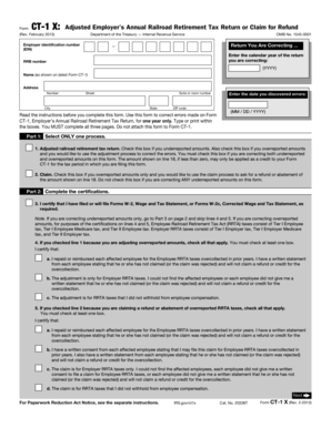 Form CT-1 X: Adjusted Employer’s Annual Railroad Retirement Tax Return or Claim for Refund
