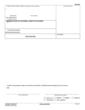 California Declaration Form MC-030