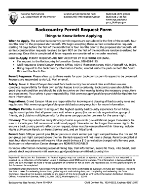 Grand Canyon Backcountry Permit Request Form