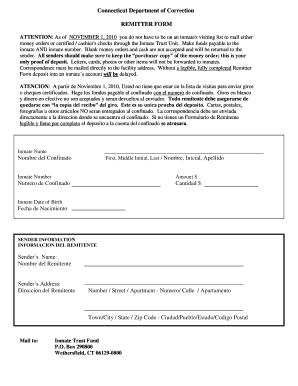 Connecticut Inmate Remitter Form