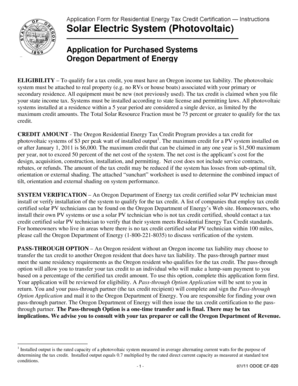 Oregon Residential Energy Tax Credit Application