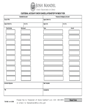 Custodial Account Check Cancellation Form