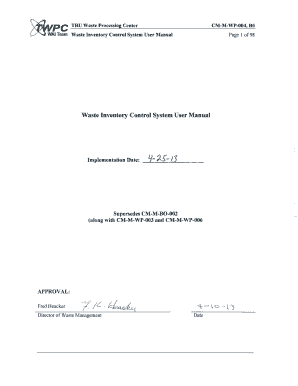 Waste Inventory Control System User Manual CM-M-WP-004-R0