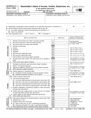 Schedule K-1 (Form 1120S) Shareholder's Income Report
