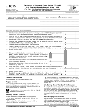 Form 8815 Exclusion of Interest From Series EE and I