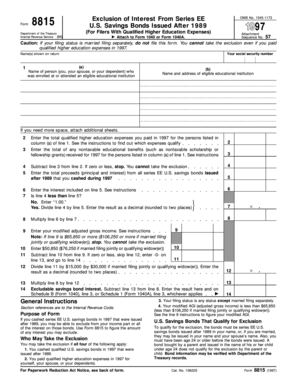 Form 8815 U.S. Savings Bonds Exclusion