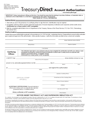 TreasuryDirect Account Authorization Form