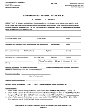 Wisconsin Farm Emergency Planning Notification