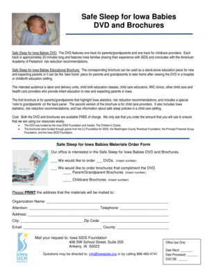 Safe Sleep for Iowa Babies Order Form