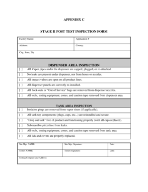 Stage II Post Test Inspection Form