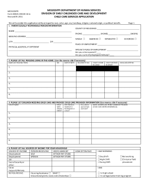 Mississippi Child Care Services Application