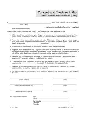 Latent Tuberculosis Infection Consent and Treatment Plan