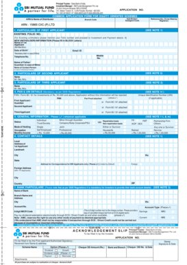 SBI Mutual Fund Application Form