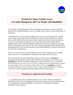 New York Motor Vehicle Access Permit for People with Disabilities