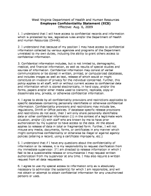 West Virginia Employee Confidentiality Statement