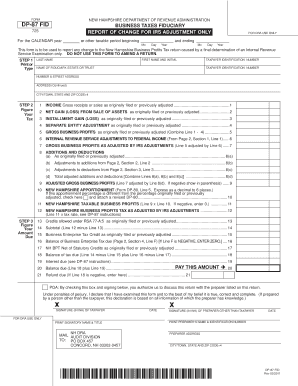 New Hampshire DP-87 FID Business Taxes Fiduciary Report