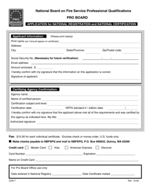 National Registration and Certification Application