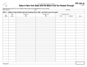 New York State Motor Fuel Tax Form PT-101.6