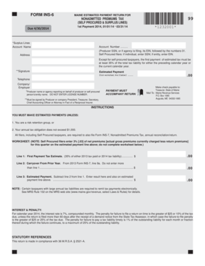 Maine Estimated Payment Return for Nonadmitted Premiums Tax