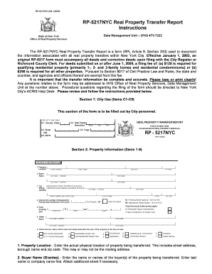 RP-5217NYC Real Property Transfer Report