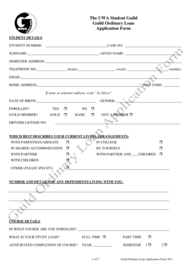 UWA Student Guild Loan Application Form
