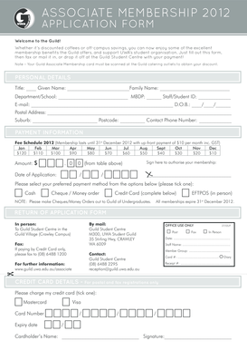 UWA Guild Associate Membership Application Form