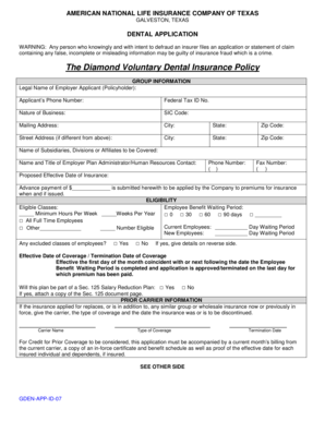 Dental Insurance Application Form
