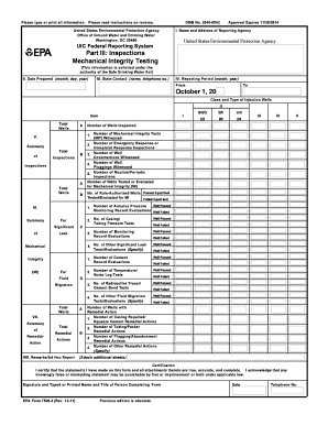 EPA Form 7520-3 Mechanical Integrity Testing