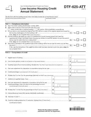 New York Low-Income Housing Credit Form DTF-625-ATT
