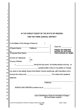Proof of Posting Notice of Petition for Change of Name