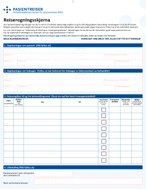 Norwegian Patient Travel Reimbursement Form